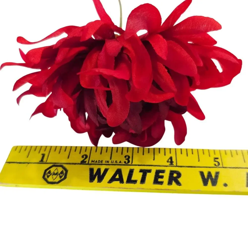 26 Pcs Red Artificial Silk Mum Flower Stems Chrysanthemum Fall Floral Craft Lot
